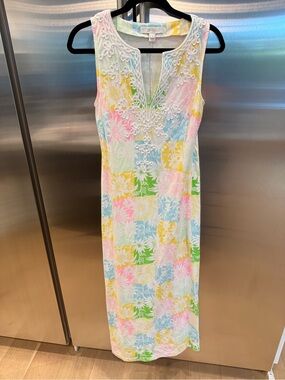Sleeveless Pastel Patchwork Embroidered Maxi Dress